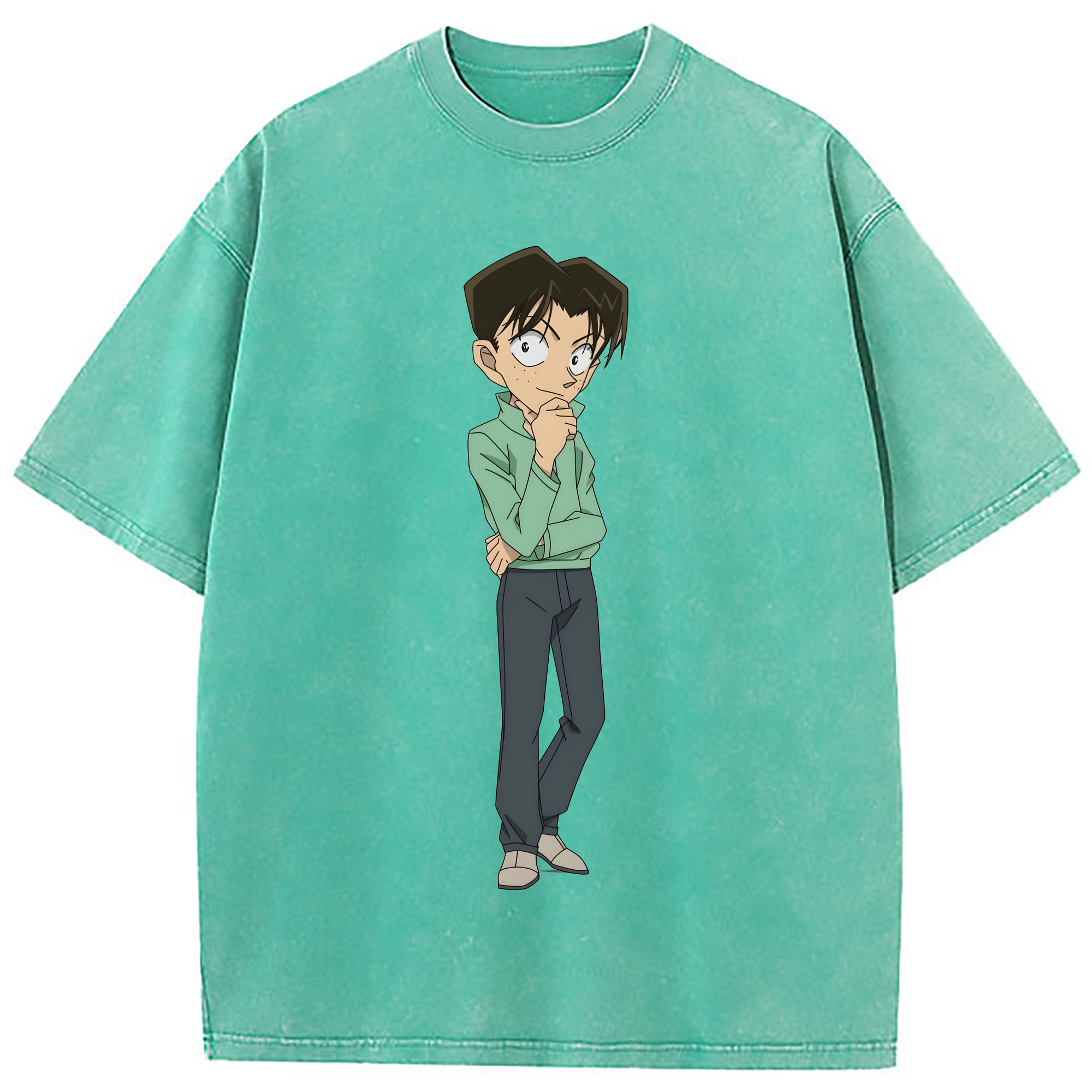 （画像用） 名探偵コナン 円谷 光彦 つぶらや みつひこ Detective Conan Mitch Tennyson 綿100% ヴィンテージ風 半袖Tシャツ（フロントプリント）